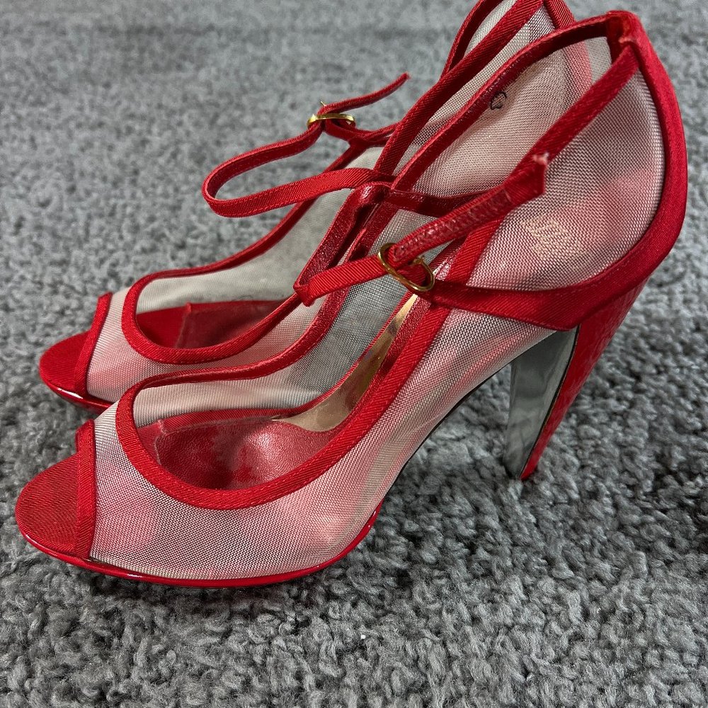 Elegant Red Mesh Heels